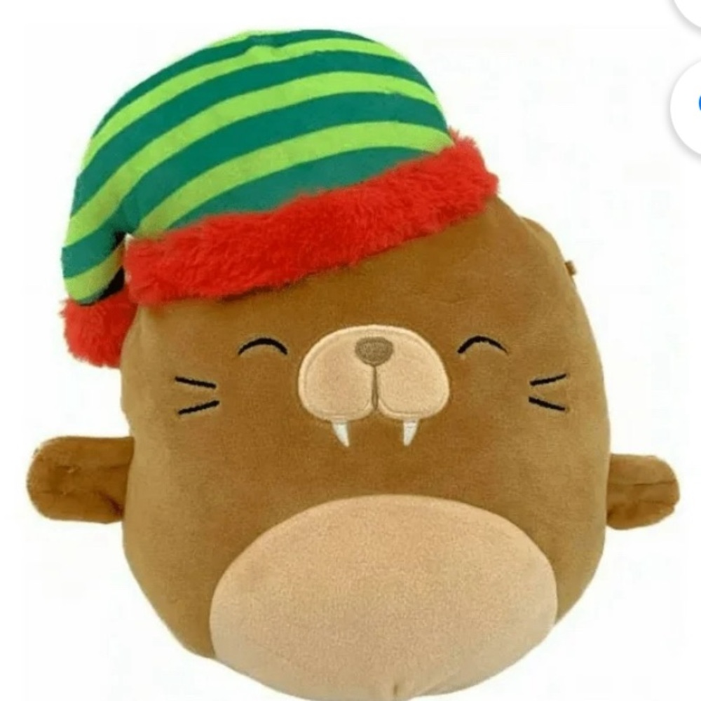 NWT 4” Bruce the Walrus Wearing Hat Squishmallow — Holiday Collection